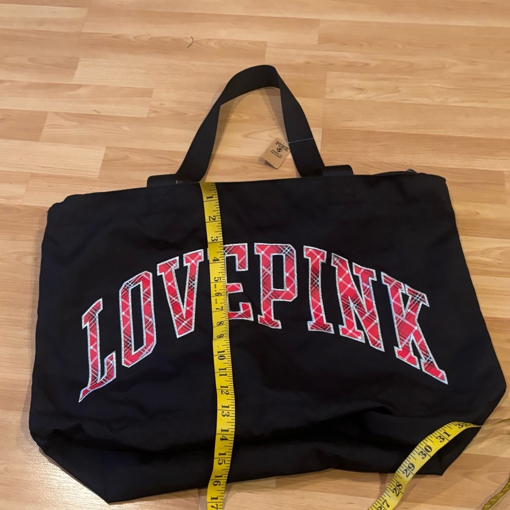 PINK Victoria's Secret‎ Black and Red Paid zippered tote - Picture 5 of 7